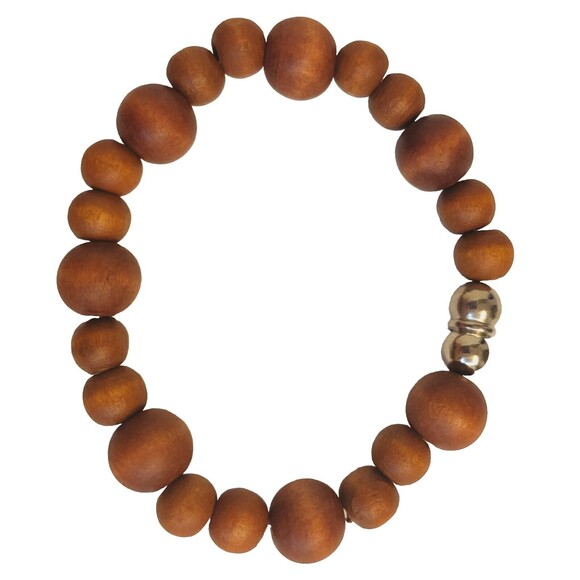 Handmade Wooden Beaded Magnetic Closure Bracelet - Picture 1 of 2